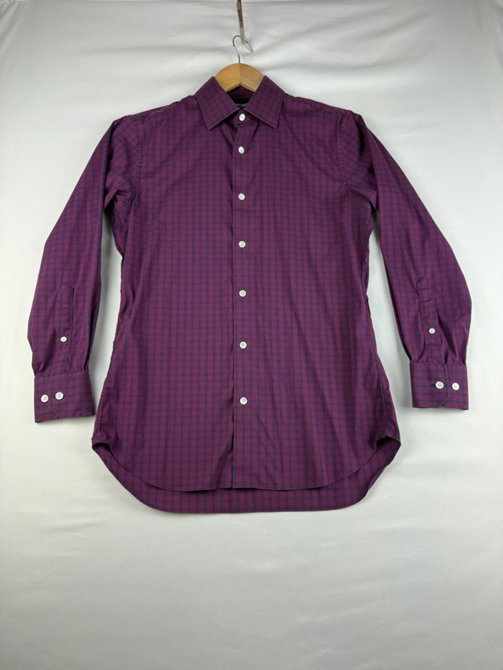Men's Purple Check Button-Down Dress Shirt